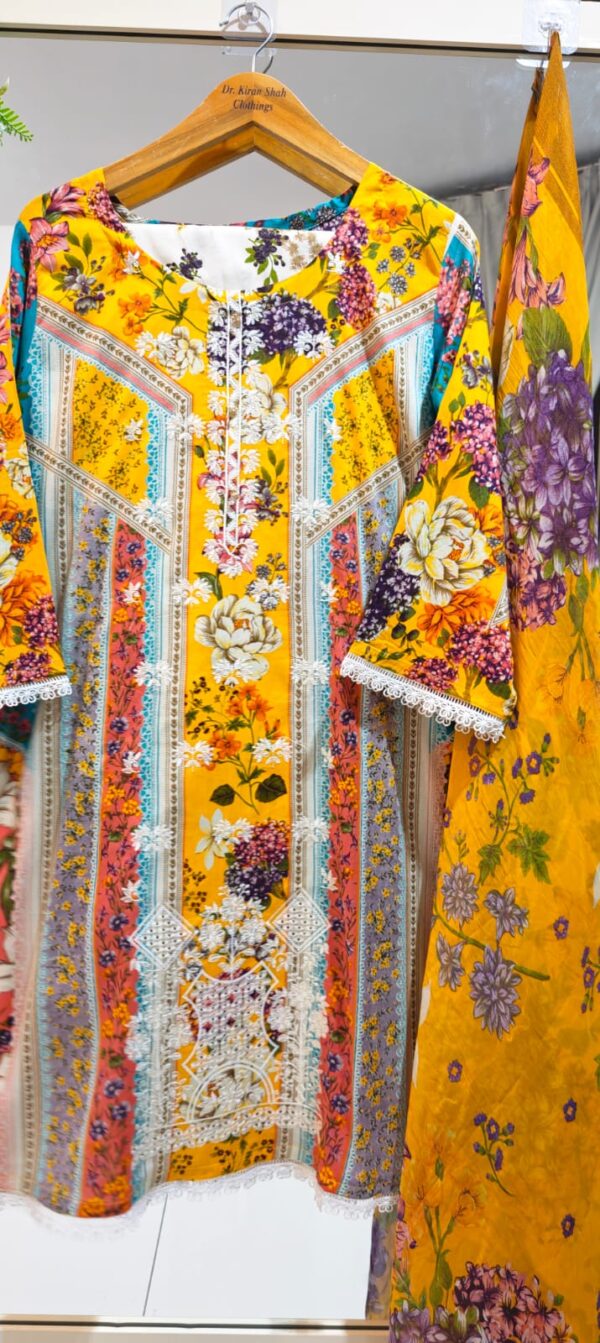 3PC Stitched Embroidered Lawn Suit | Chiffon & Lawn Dupatta