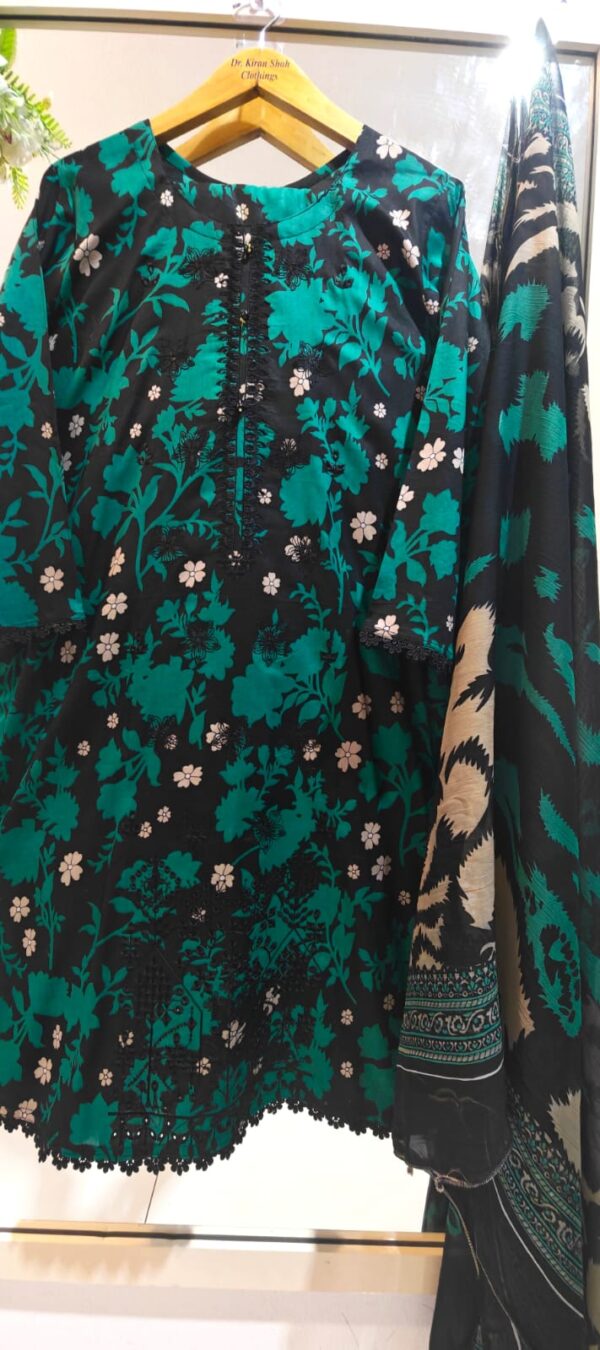 3PC Stitched Embroidered Lawn Suit | Chiffon & Lawn Dupatta