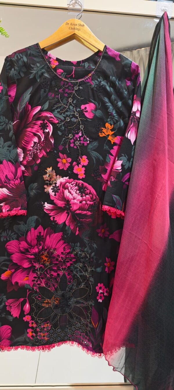3PC Stitched Embroidered Lawn Suit | Chiffon & Lawn Dupatta