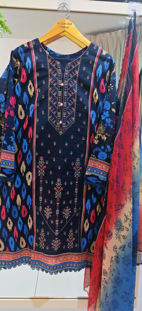 3PC Stitched Embroidered Lawn Suit | Chiffon & Lawn Dupatta