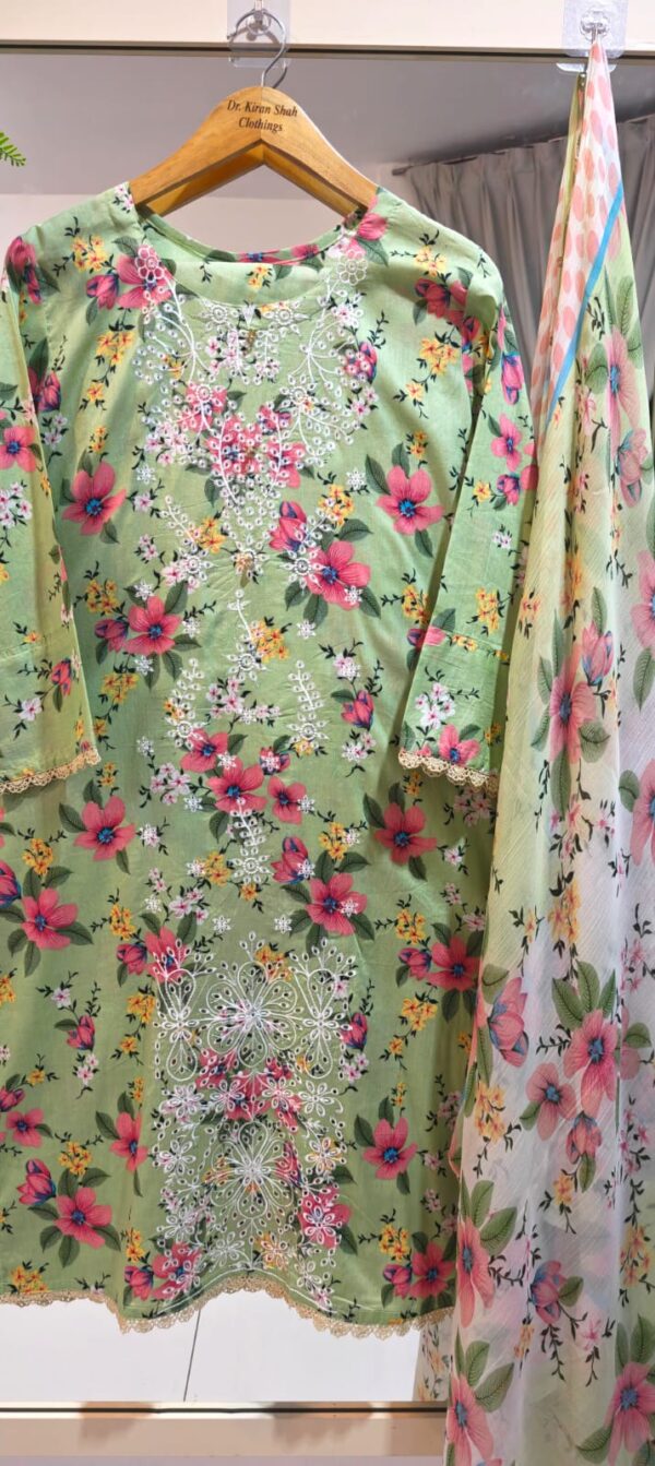 3PC Stitched Embroidered Lawn Suit | Chiffon & Lawn Dupatta