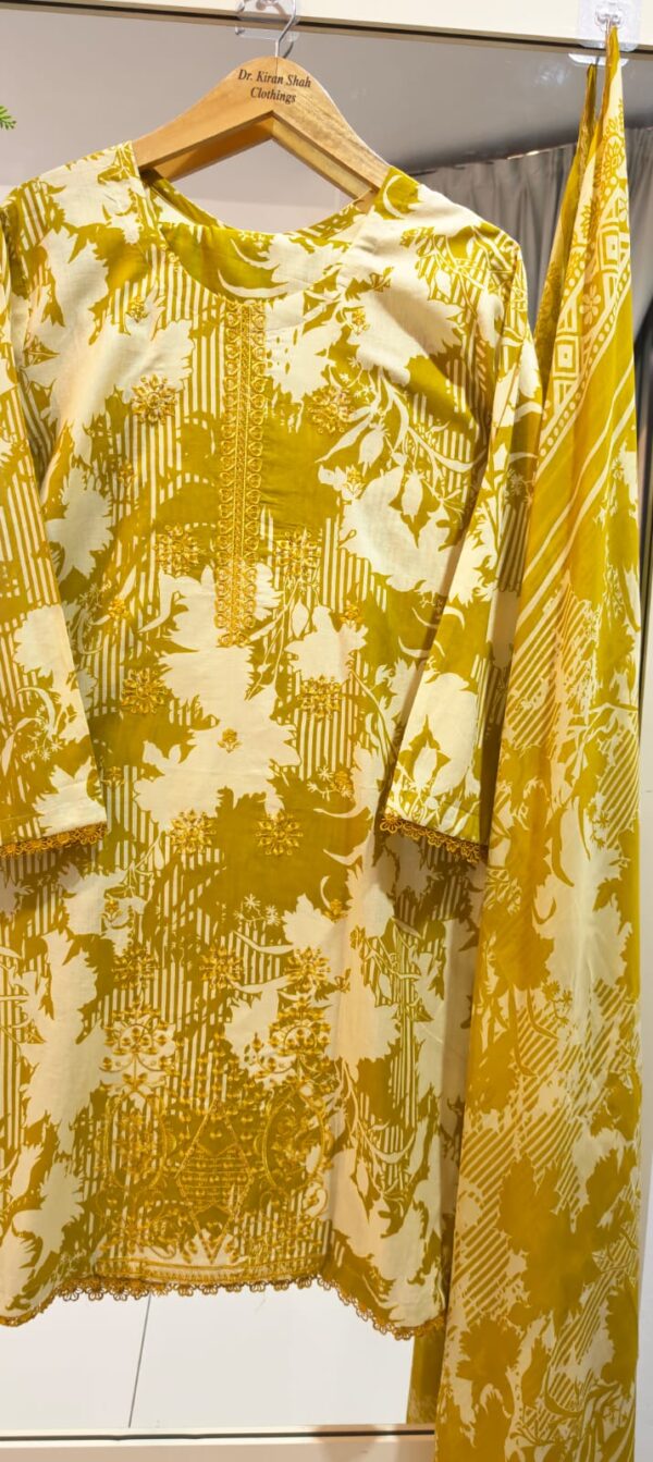 3PC Stitched Embroidered Lawn Suit | Chiffon & Lawn Dupatta