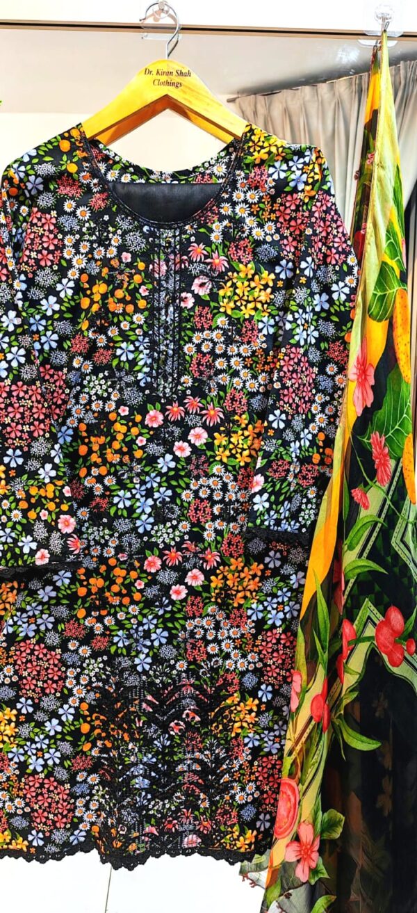 3PC Stitched Embroidered Lawn Suit | Chiffon & Lawn Dupatta
