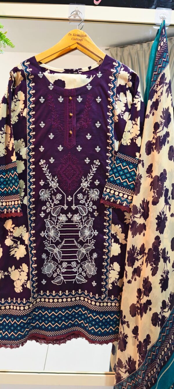 3PC Stitched Embroidered Lawn Suit | Chiffon & Lawn Dupatta