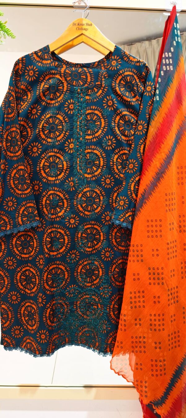 3PC Stitched Embroidered Lawn Suit | Chiffon & Lawn Dupatta