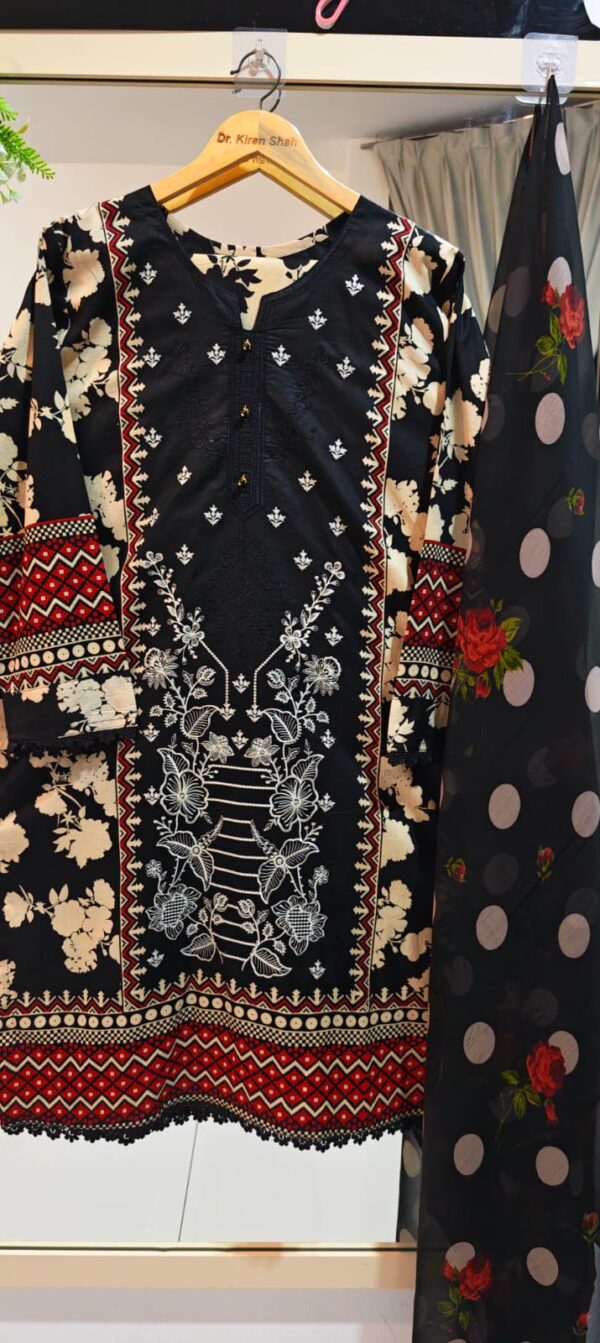 3PC Stitched Embroidered Lawn Suit | Chiffon & Lawn Dupatta