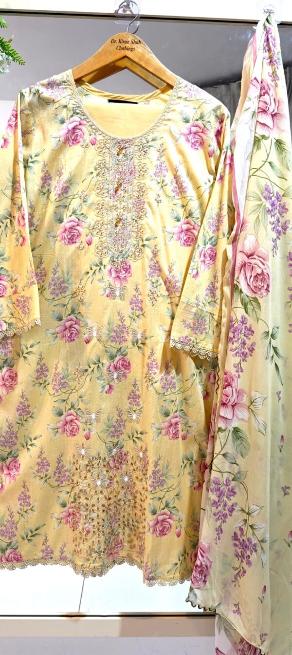 3PC Stitched Embroidered Lawn Suit | Chiffon & Lawn Dupatta