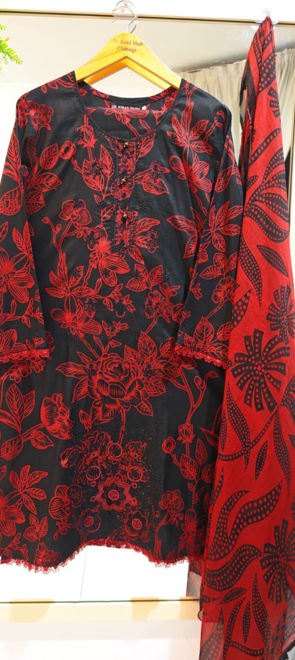 3PC Stitched Embroidered Lawn Suit | Chiffon & Lawn Dupatta