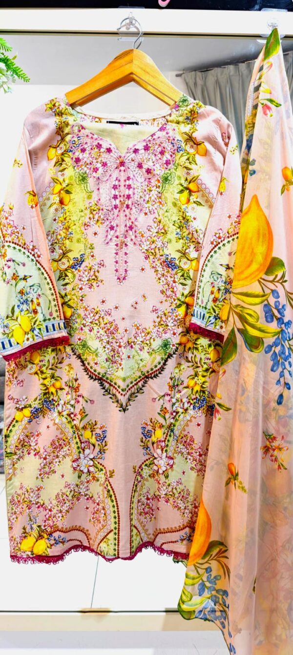 3PC Stitched Embroidered Lawn Suit | Chiffon & Lawn Dupatta