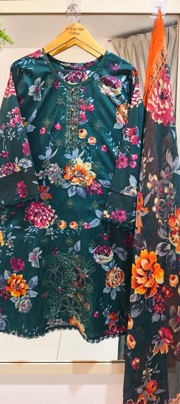 3PC Stitched Embroidered Lawn Suit | Chiffon & Lawn Dupatta