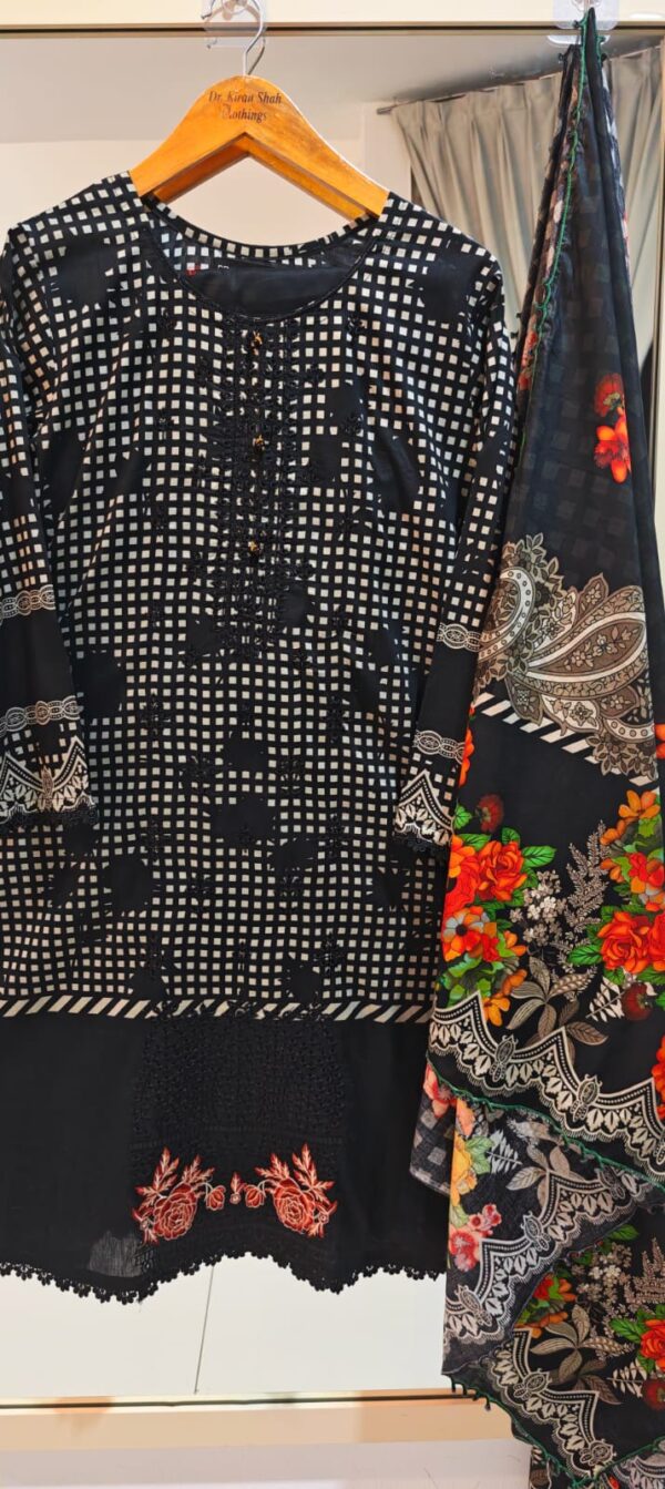 3PC Stitched Embroidered Lawn Suit | Chiffon & Lawn Dupatta
