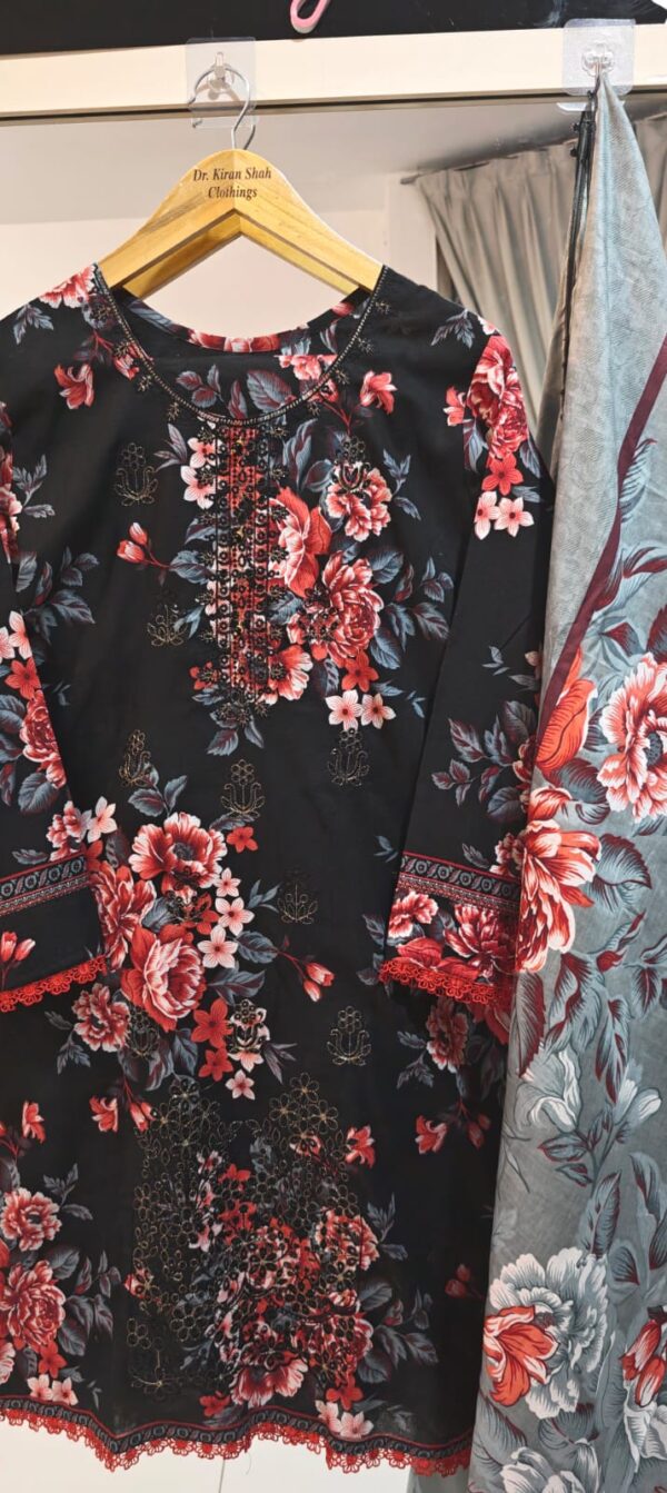 3PC Stitched Embroidered Lawn Suit | Chiffon & Lawn Dupatta