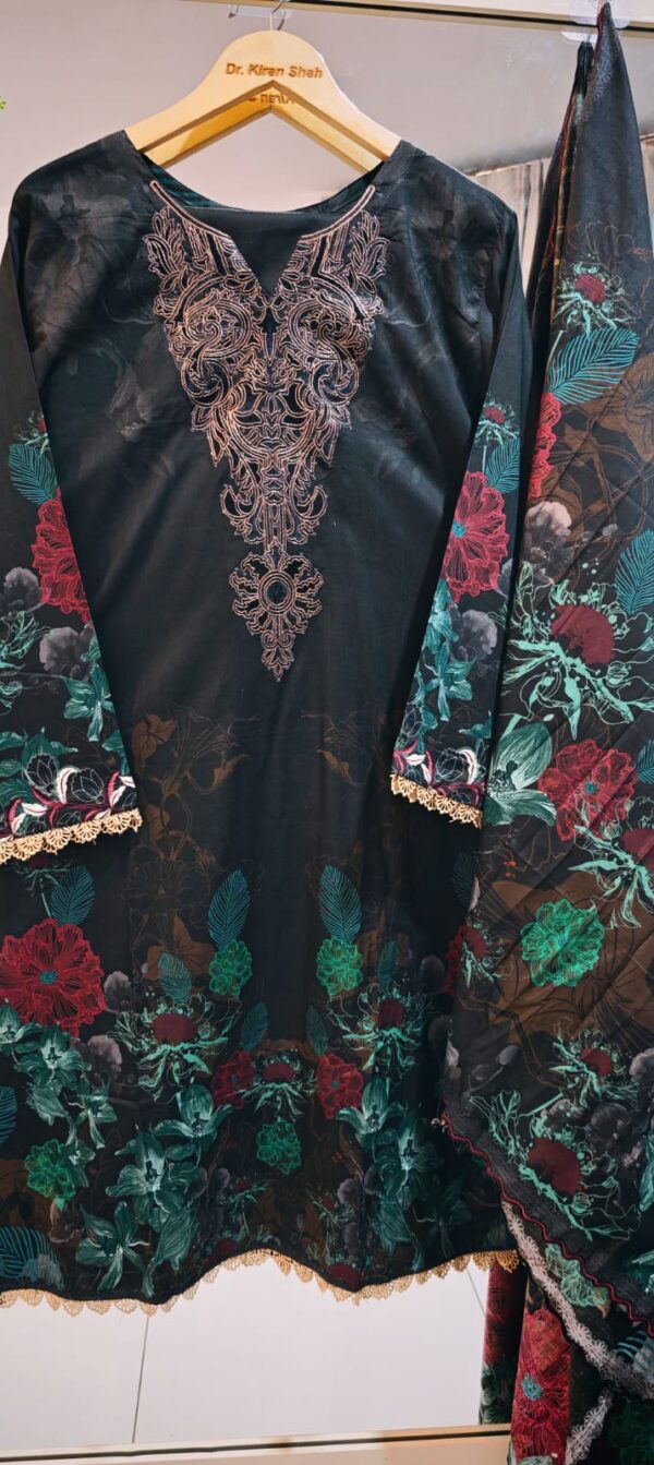 3PC Stitched Embroidered Lawn Suit | Chiffon & Lawn Dupatta
