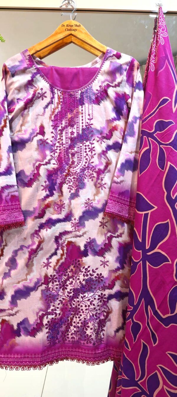3PC Stitched Embroidered Lawn Suit | Chiffon & Lawn Dupatta