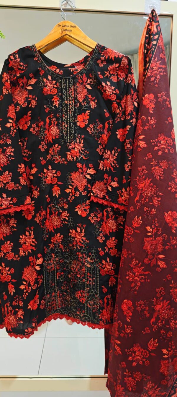 3PC Stitched Embroidered Lawn Suit | Chiffon & Lawn Dupatta