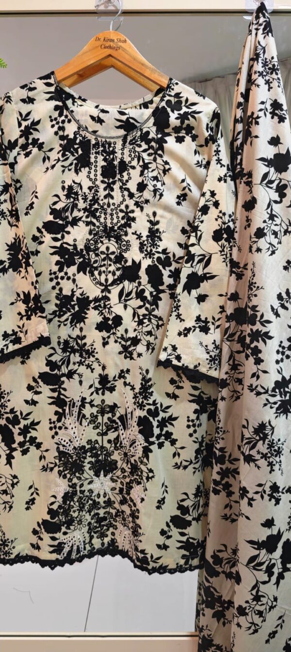 3PC Stitched Embroidered Lawn Suit | Chiffon & Lawn Dupatta