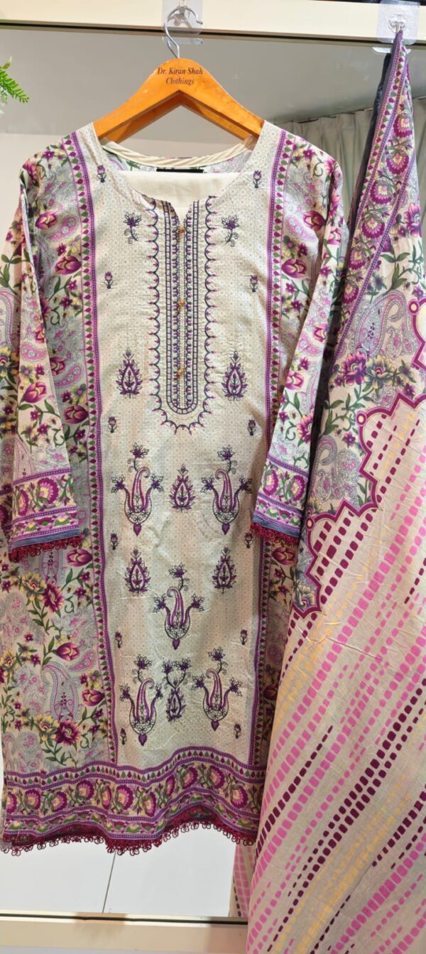 3PC Stitched Embroidered Lawn Suit | Chiffon & Lawn Dupatta