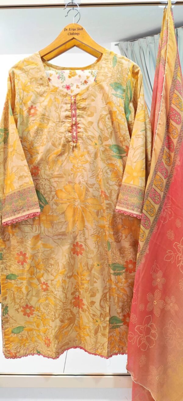 3PC Stitched Embroidered Lawn Suit | Chiffon & Lawn Dupatta
