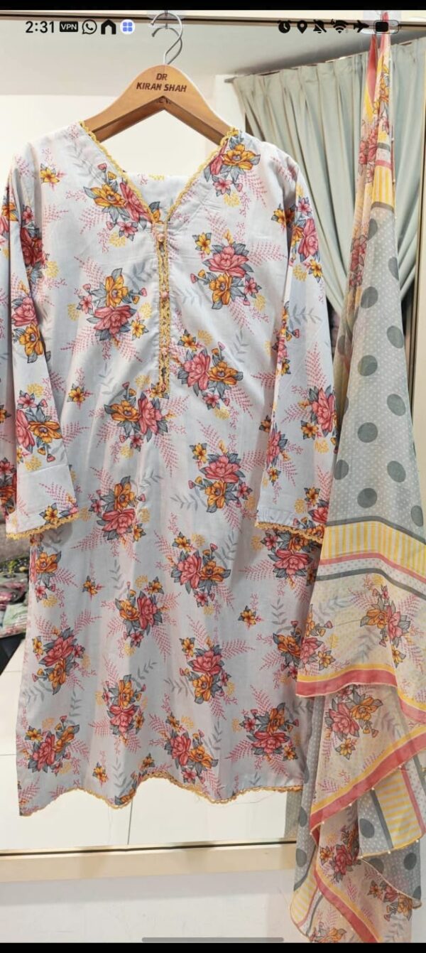 3PC Stitched Embroidered Lawn Suit | Chiffon & Lawn Dupatta