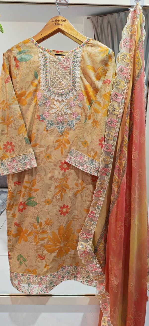 3PC Stitched Embroidered Lawn Suit | Chiffon & Lawn Dupatta