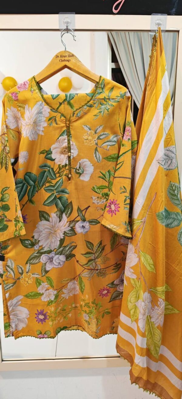3PC Stitched Embroidered Lawn Suit | Chiffon & Lawn Dupatta