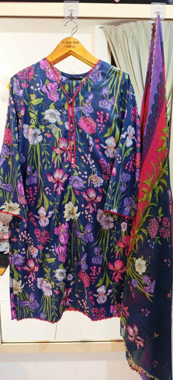 3PC Stitched Embroidered Lawn Suit | Chiffon & Lawn Dupatta