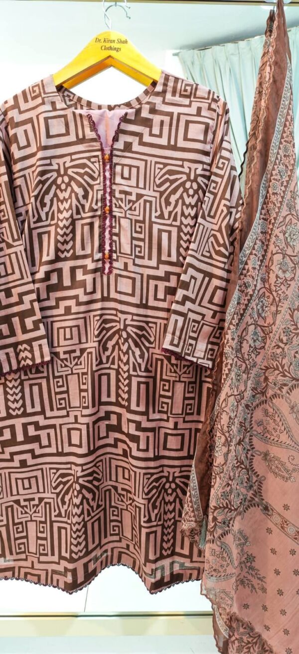 3PC Stitched Embroidered Lawn Suit | Chiffon & Lawn Dupatta