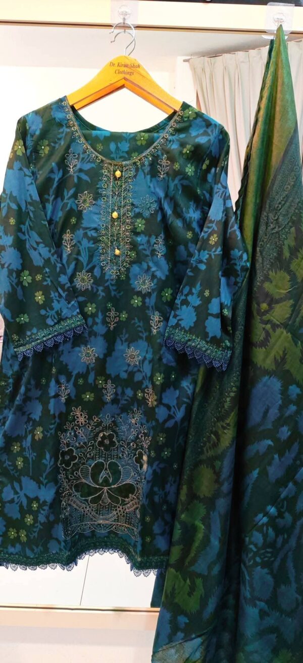 3PC Stitched Embroidered Lawn Suit | Chiffon & Lawn Dupatta