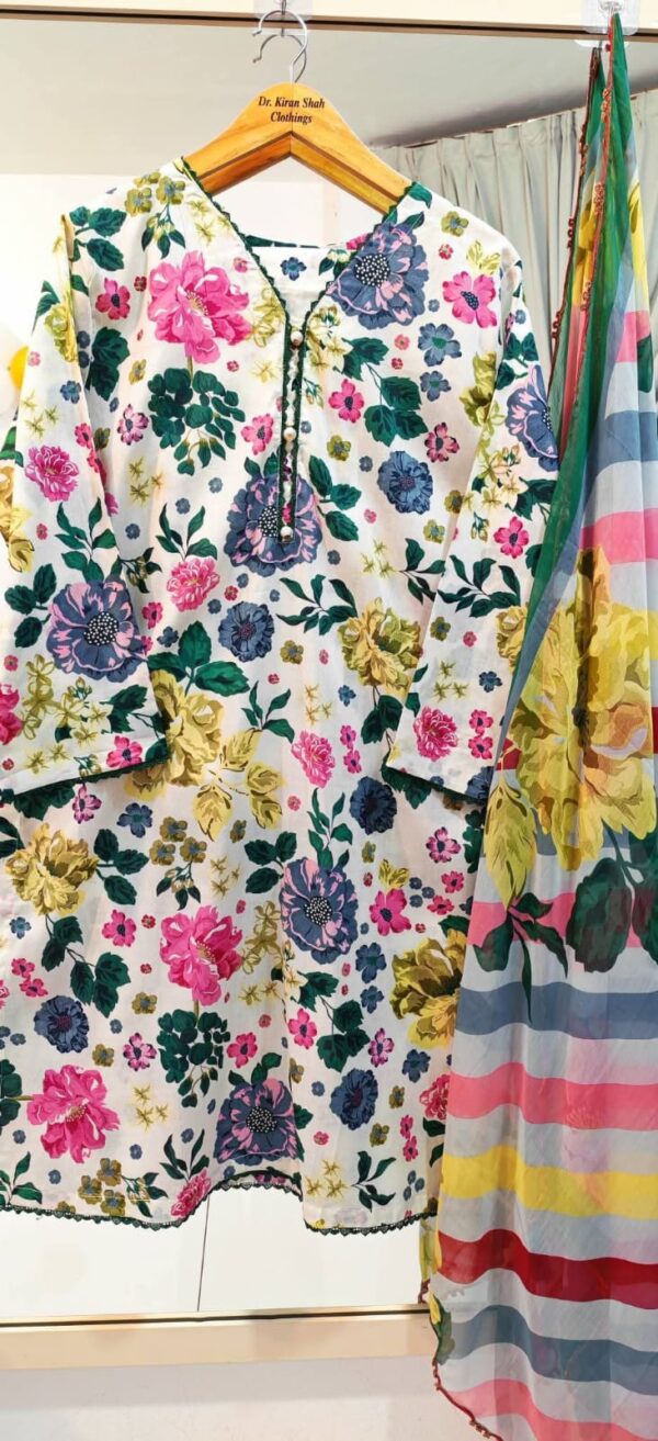 3PC Stitched Embroidered Lawn Suit | Chiffon & Lawn Dupatta