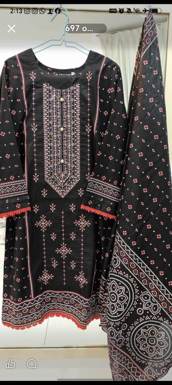 3PC Stitched Embroidered Lawn Suit | Chiffon & Lawn Dupatta